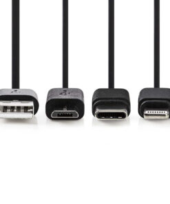 Nedis CCGP60620BK10 3-in-1 Sync And Charge-kabel Usb-a Male - Micro B Male / Type-c Male / Apple Lightning 8-pins Male 1